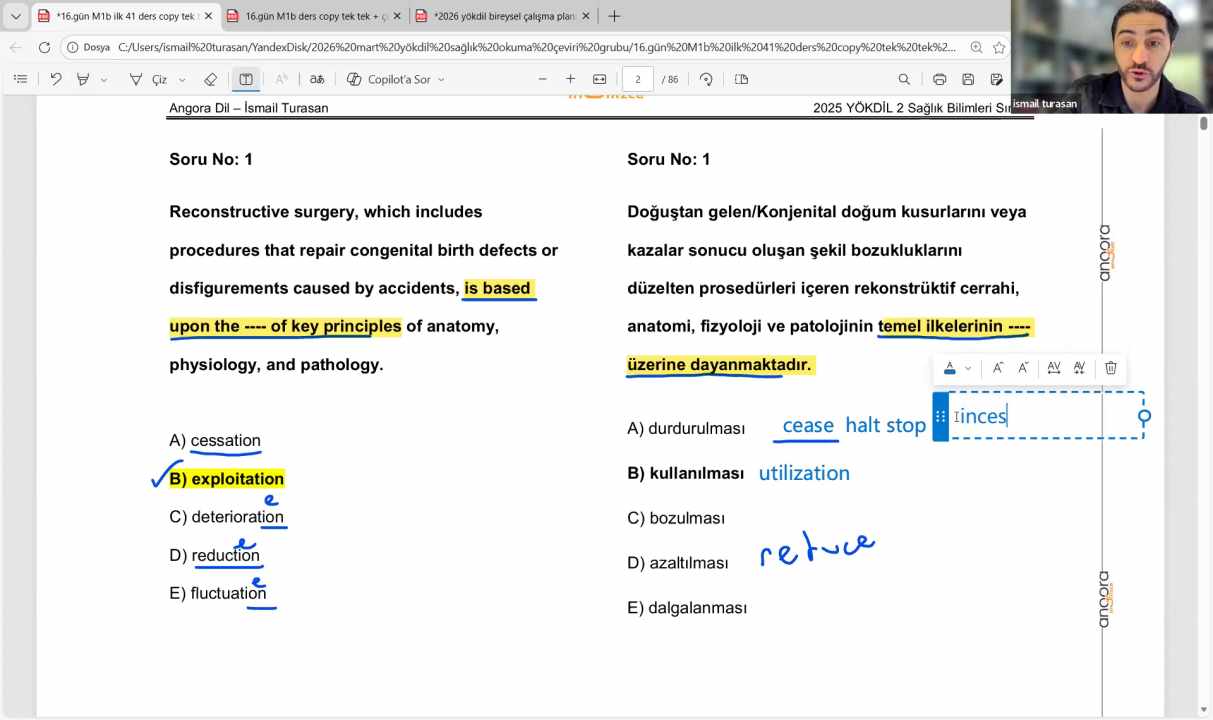 2026 MAYIS E-YÖKDİL SAĞLIK ONLINE KAMP İSMAİL TURASAN