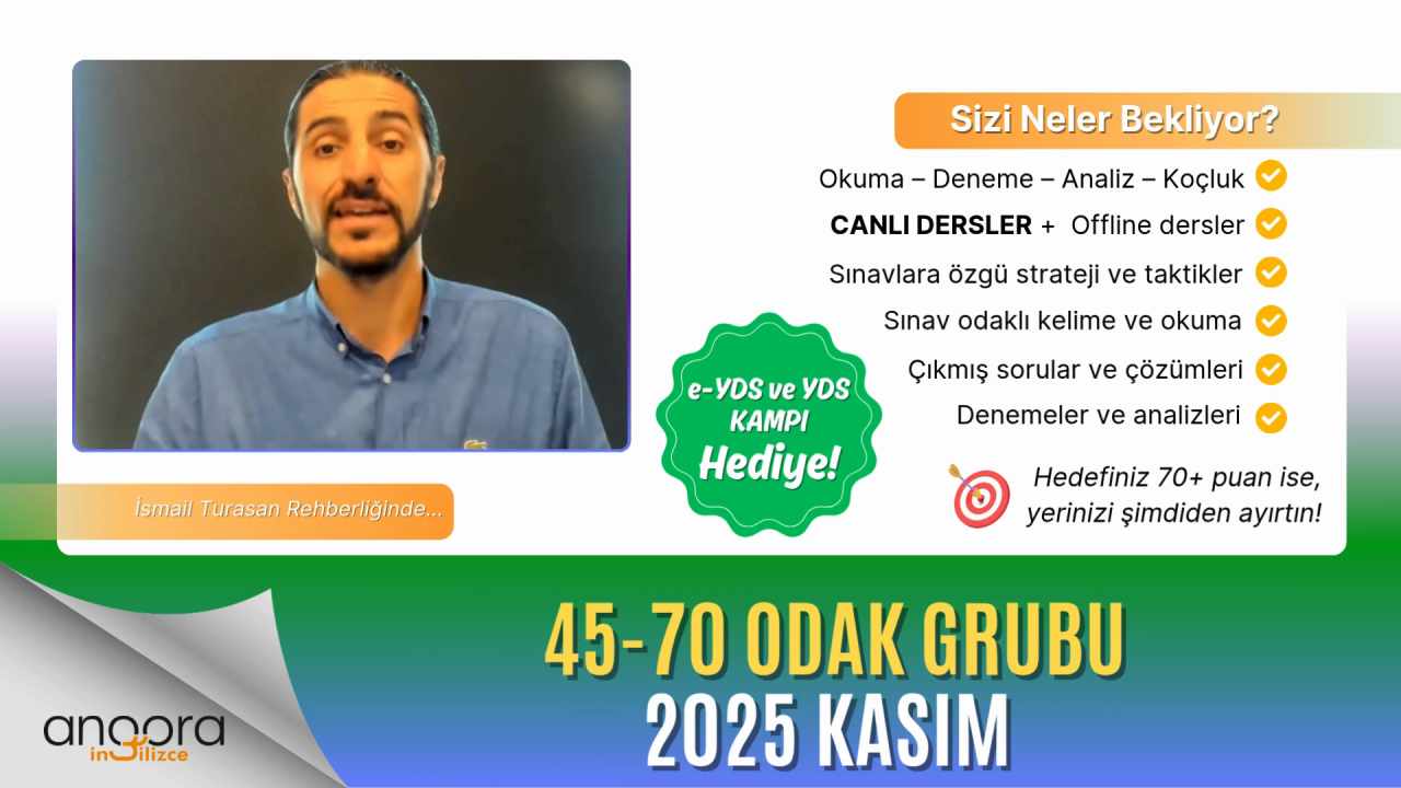 2025 KASIM YDS 45-70 ODAK GRUBU KİTAP SETİ YOK