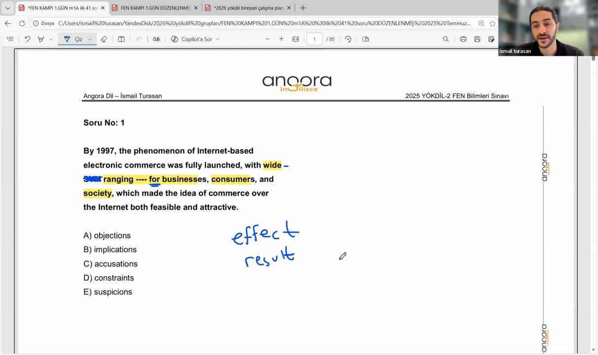 2026 MAYIS E-YÖKDİL FEN ONLINE KAMP İSMAİL TURASAN